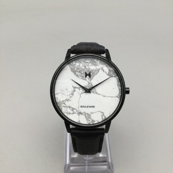 MVMT Marble Boulevard Watch Women 38mm Black Leather Band New Battery main image 15